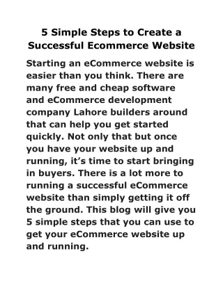 5 simple steps to create a successful ecommerce