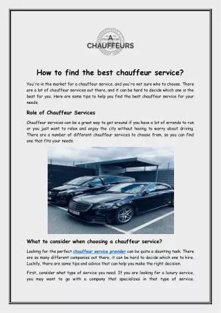 How to find the best chauffeur service