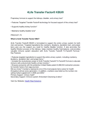 4life transfer factor kbu