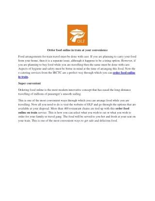 Order food online in train at your convenience