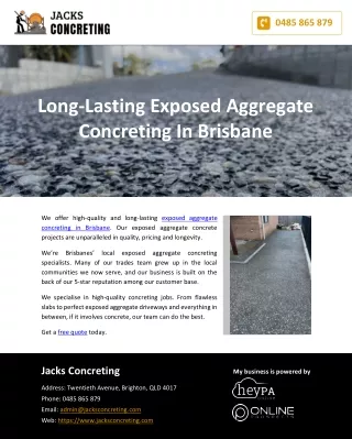 Long-Lasting Exposed Aggregate Concreting In Brisbane