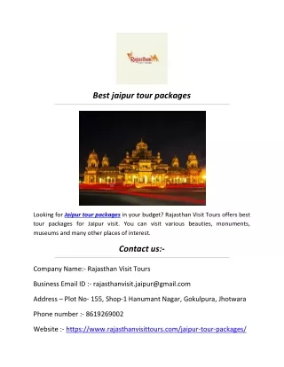 Best jaipur tour packages