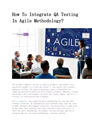 how how to in in agile agile methodology