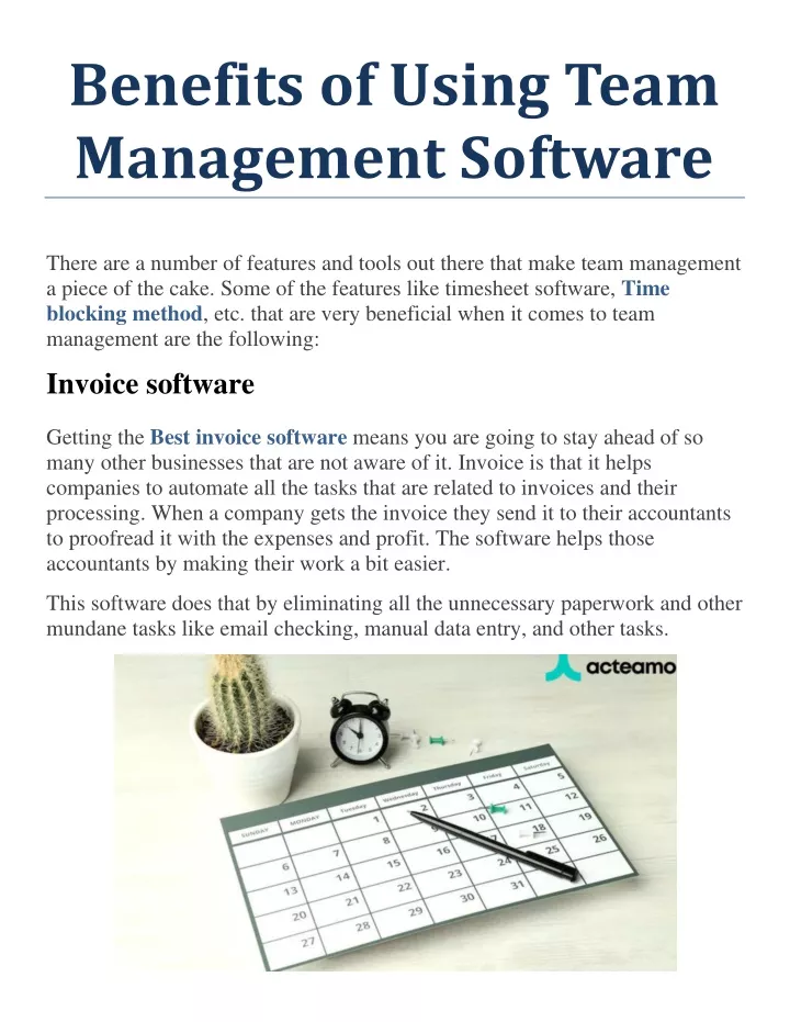 benefits of using team management software