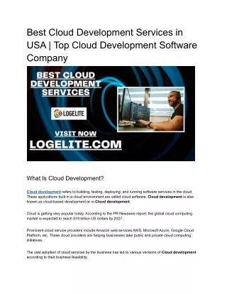 Best Cloud Development Services in USA _ Top Cloud Development Software Company
