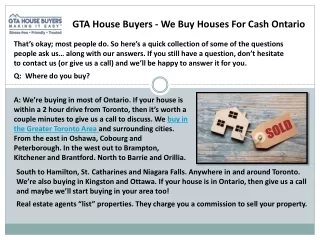 Sell House Quickly - Sell My House Fast In Ontario, GTA House Buyers