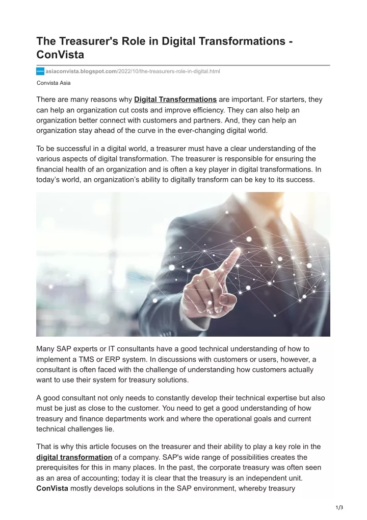 the treasurer s role in digital transformations