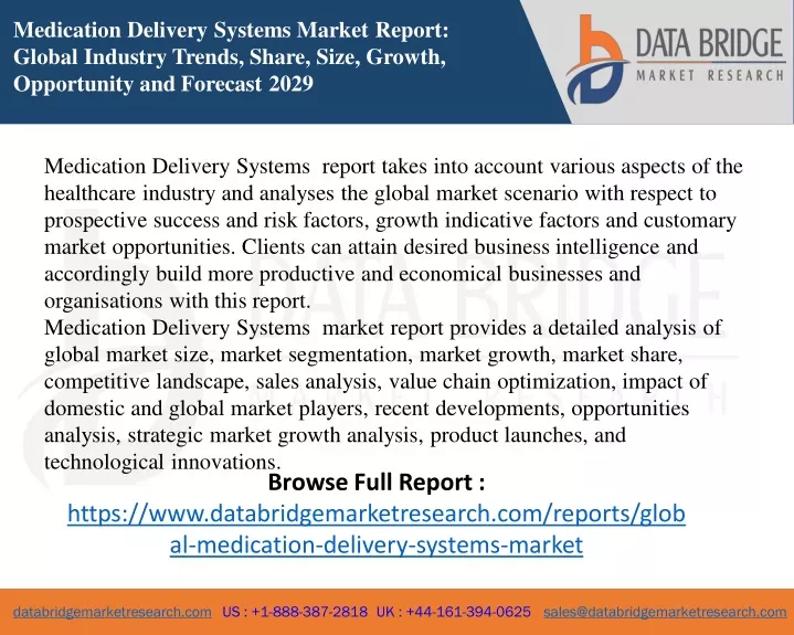 medication delivery systems market report global