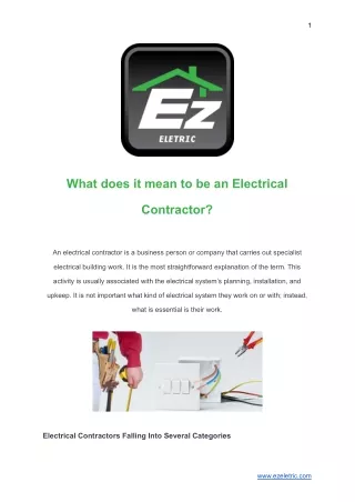 What does it mean to be an Electrical Contractor