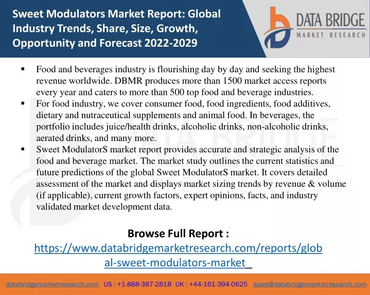 sweet modulators market report global industry