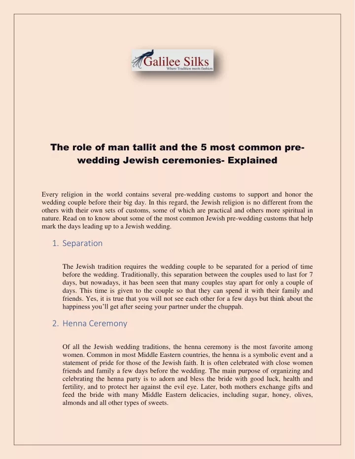 the role of man tallit and the 5 most common