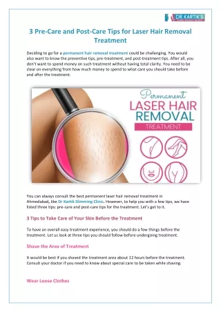 3 Pre-Care and Post-Care Tips for Laser Hair Removal Treatment