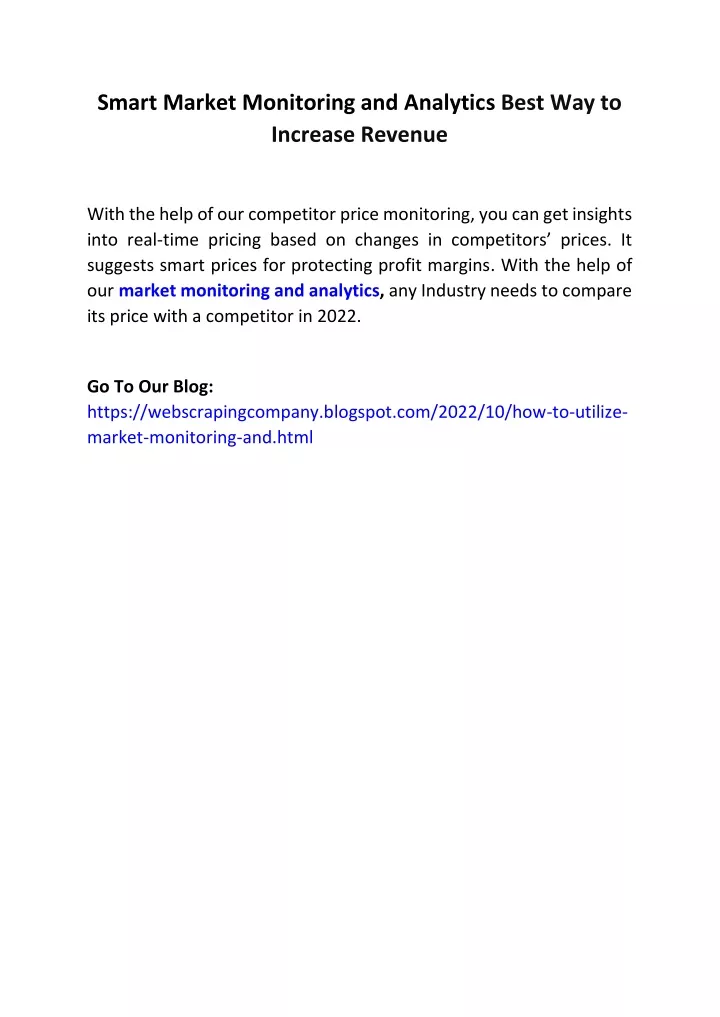 smart market monitoring and analytics best