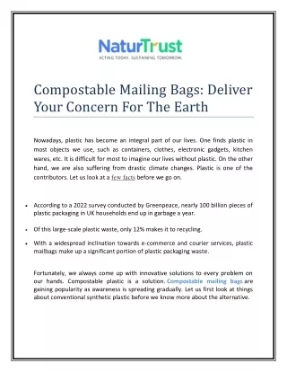 Compostable Mailing Bags Deliver Your Concern For The Earth