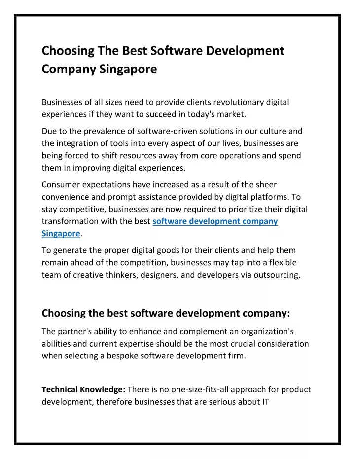 choosing the best software development company