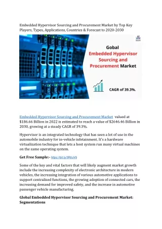 embedded hypervisor sourcing and procurement