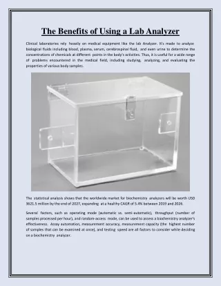 the benefits of using a lab analyzer