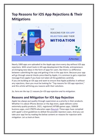 top reasons for ios app rejections their