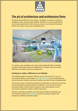 The art of architecture and architecture firms