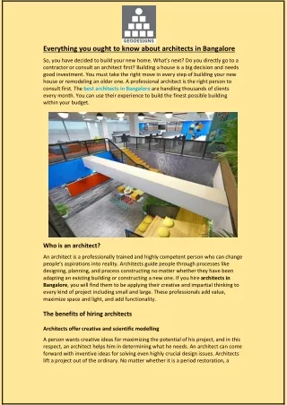 Everything you ought to know about architects in Bangalore