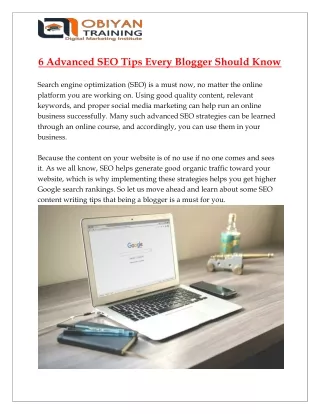 6 Advanced SEO tips every blogger should know