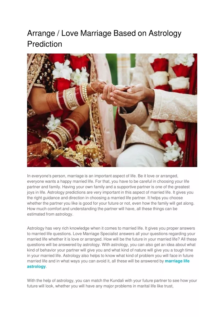 arrange love marriage based on astrology