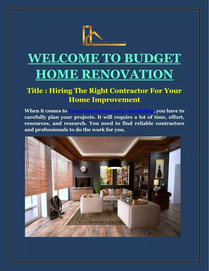 welcome to budget home renovation