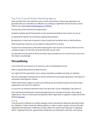 Top Pros of Social Media Marketing Agency