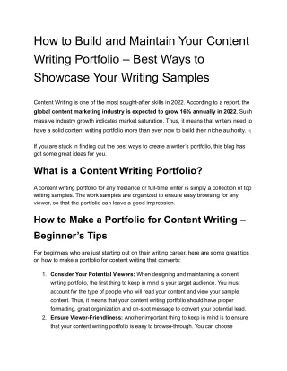 how to build and maintain your content writing
