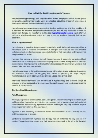 How to Find the Best Hypnotherapists Toronto