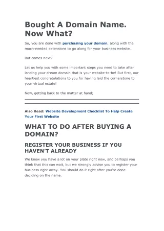 bought a domain name now what