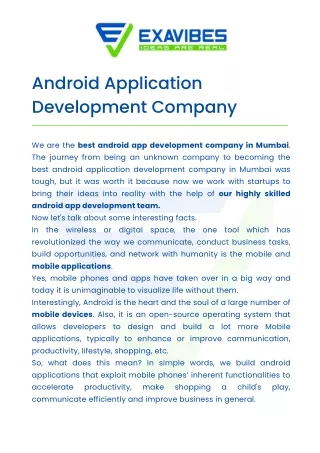 Best android app development company - Exavibes