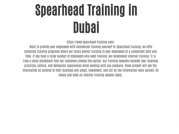 spearhead training in dubai
