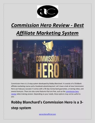 Commission Hero Review - Best Affiliate Marketing System