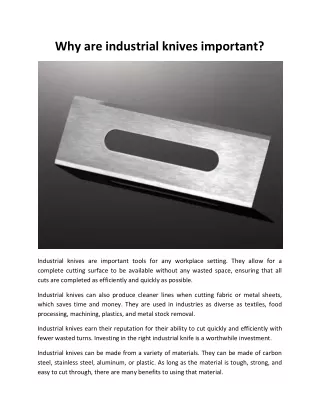 Why are industrial knives important