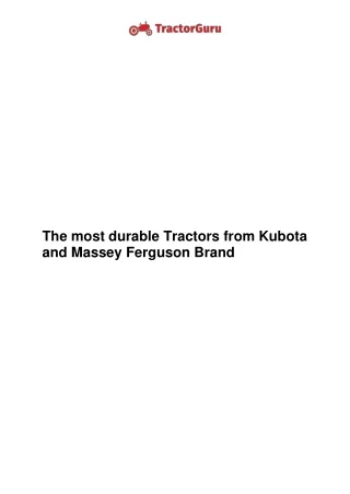the most durable tractors from kubota and massey