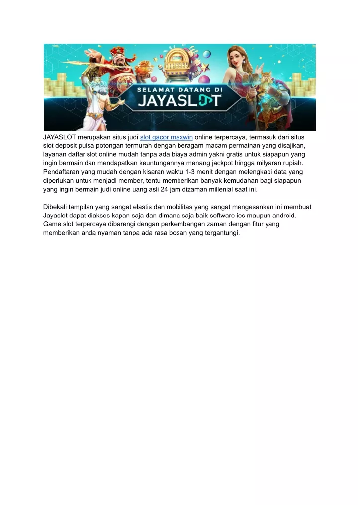 jayaslot merupakan situs judi slot gacor maxwin