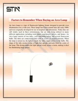 factors to remember when buying an arco lamp