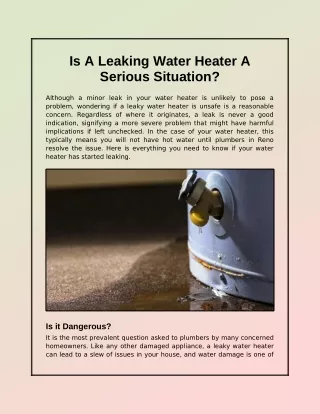 is a leaking water heater a serious situation
