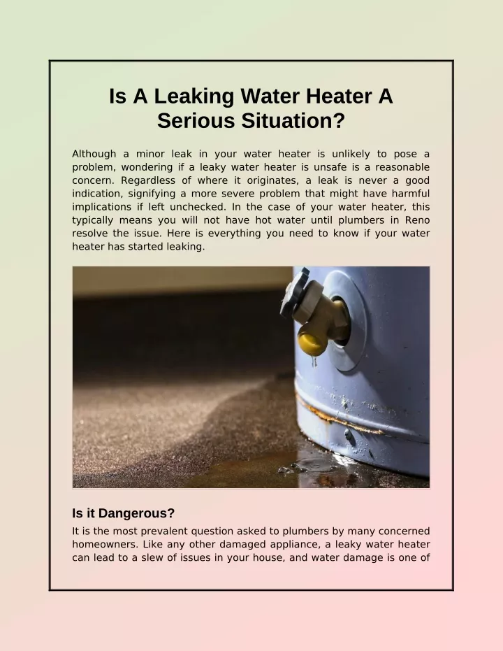 is a leaking water heater a serious situation