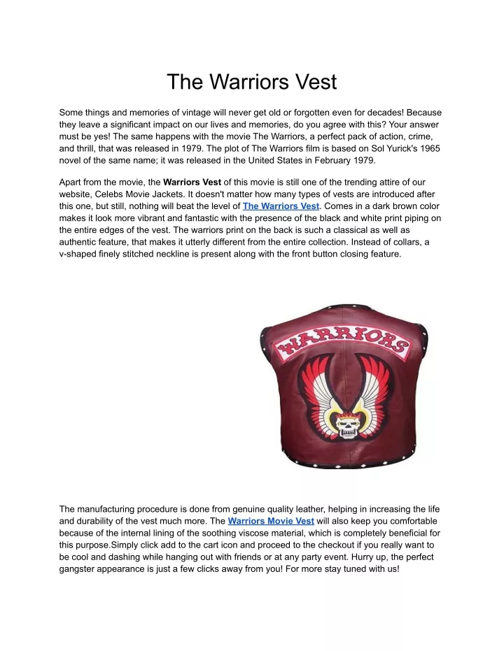 the warriors vest