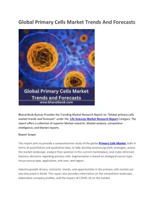 global primary cells market trends and forecasts