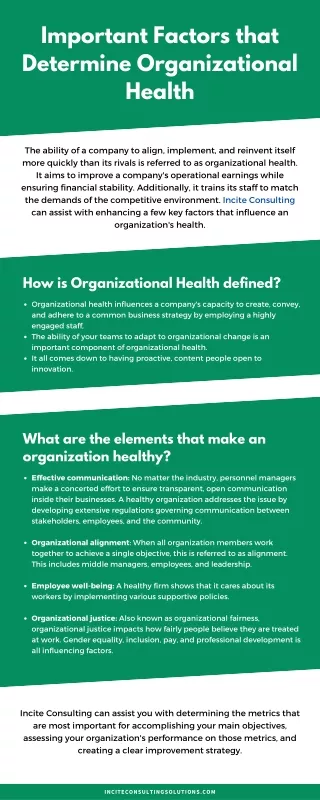 Important Factors that Determine Organizational Health