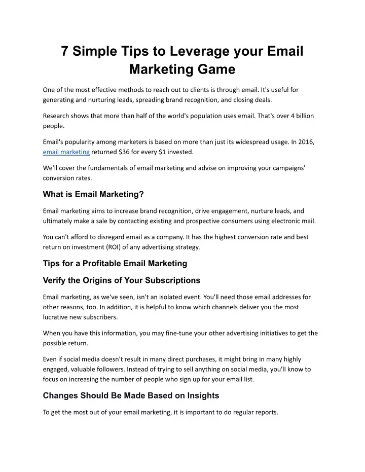 7 simple tips to leverage your email marketing