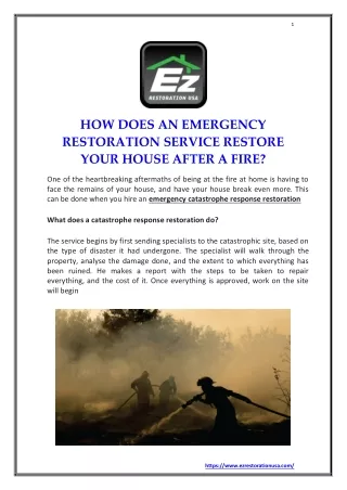 HOW DOES AN EMERGENCY RESTORATION SERVICE RESTORE YOUR HOUSE AFTER A FIRE