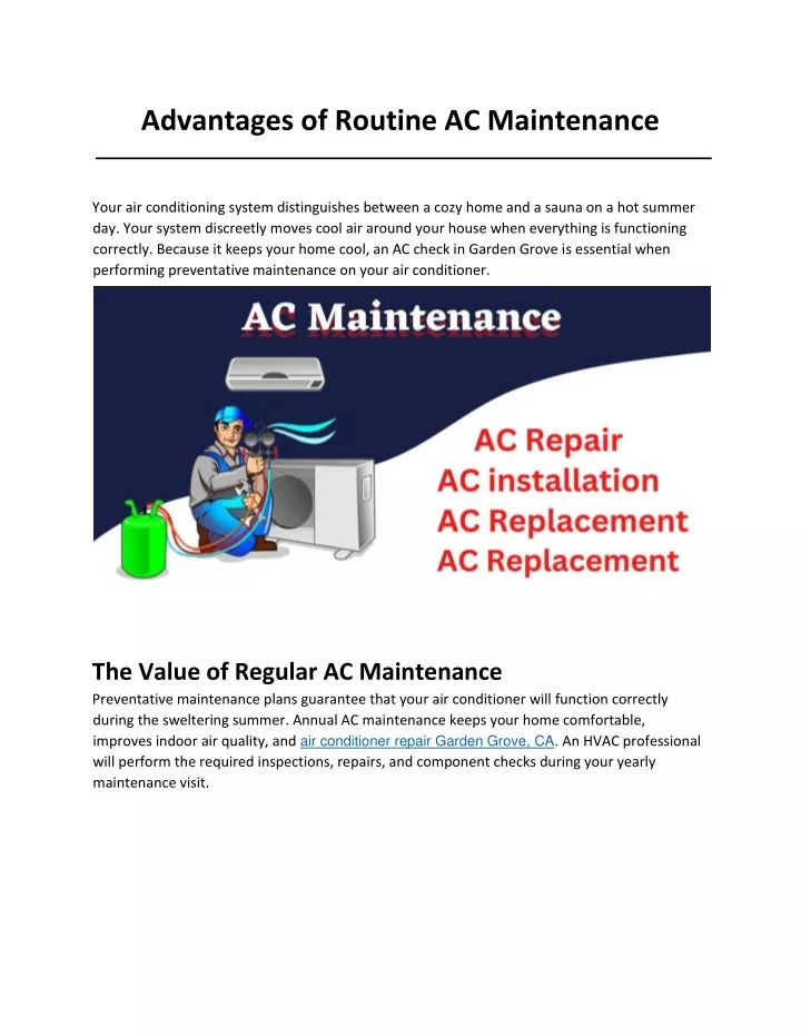 advantages of routine ac maintenance