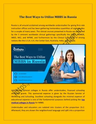 the best ways to utilize mbbs in russia