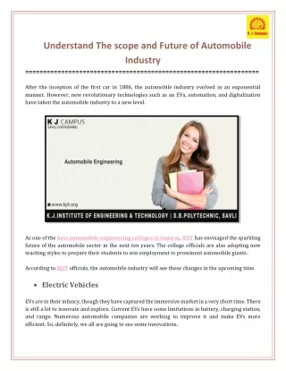Understand The scope and Future of Automobile Industry