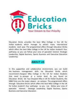 education bricks provides the best mba college