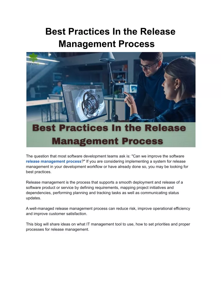 best practices in the release management process